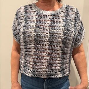 Z Supply Gray and White Knit Crop Top